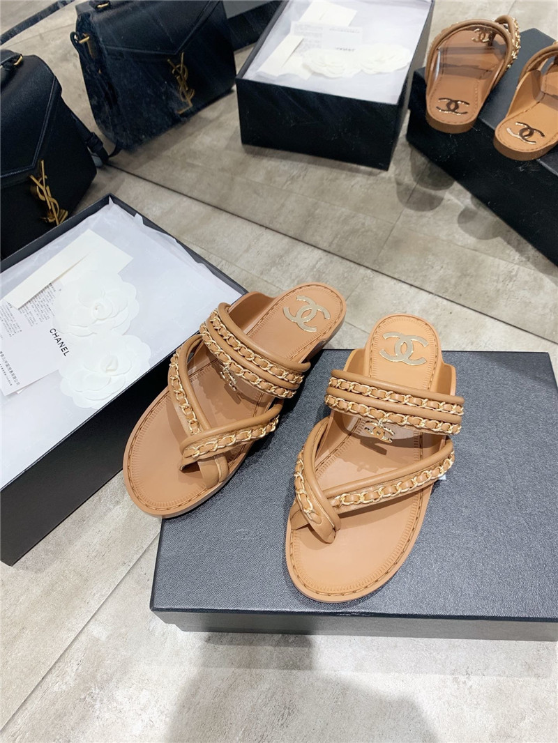 Best Replica CHANEL cc flip flops brown - Colareps