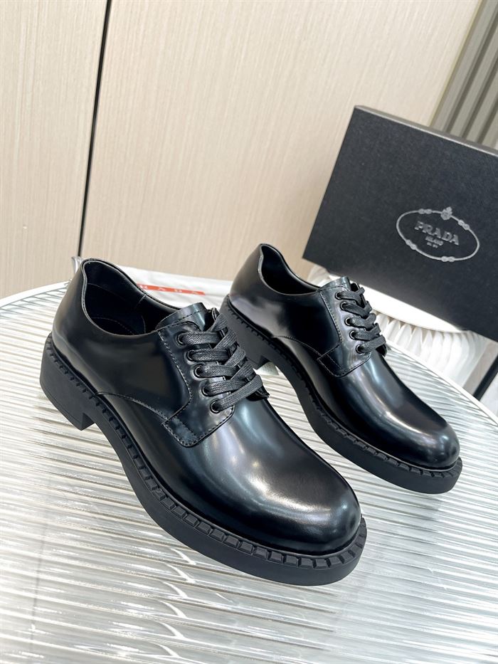 Best Replica PRADA MONOLITH BRUSHED LEATHER DERBY SHOES   PRS038 - Colareps