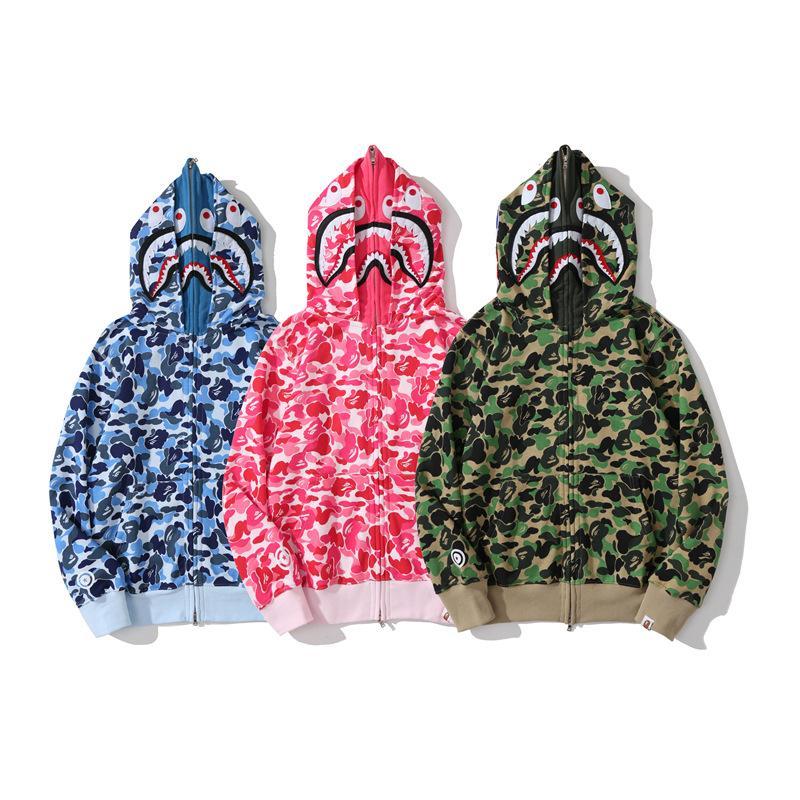 Best Replica Bape Shark Hoodie Full Zipper Double Hooded Sweatshirt - Colareps