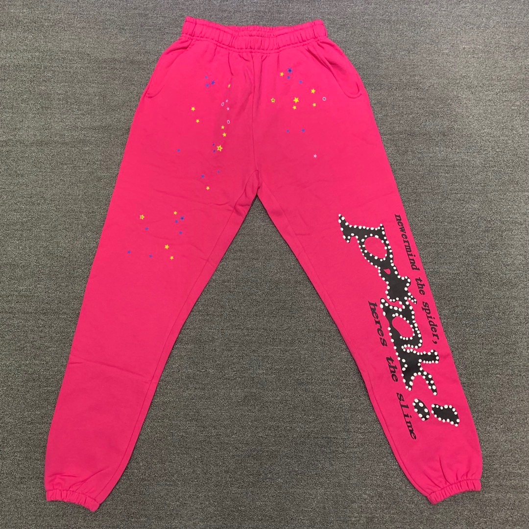 Best Replica Young Thug Sp5der-Pink pants with white dots and black lettering - Colareps