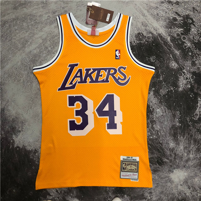 Best Replica SHAQUILLE O'NEAL LOS ANGELES LAKERS THROWBACK JERSEY (HEAT APPLIED) - Colareps