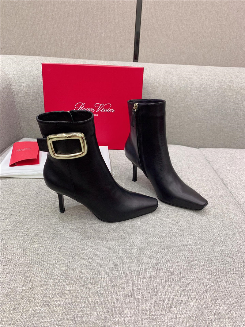 Best Replica roger vivier Dupes square buckle high heel ankle boots - Colareps