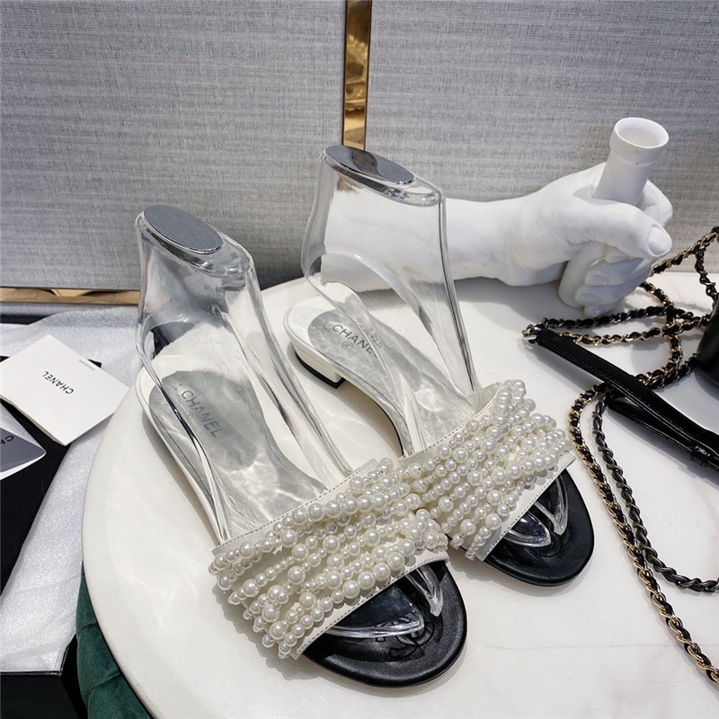 Best Replica CHANEL pearl slippers replica shoes fake shoes - Colareps