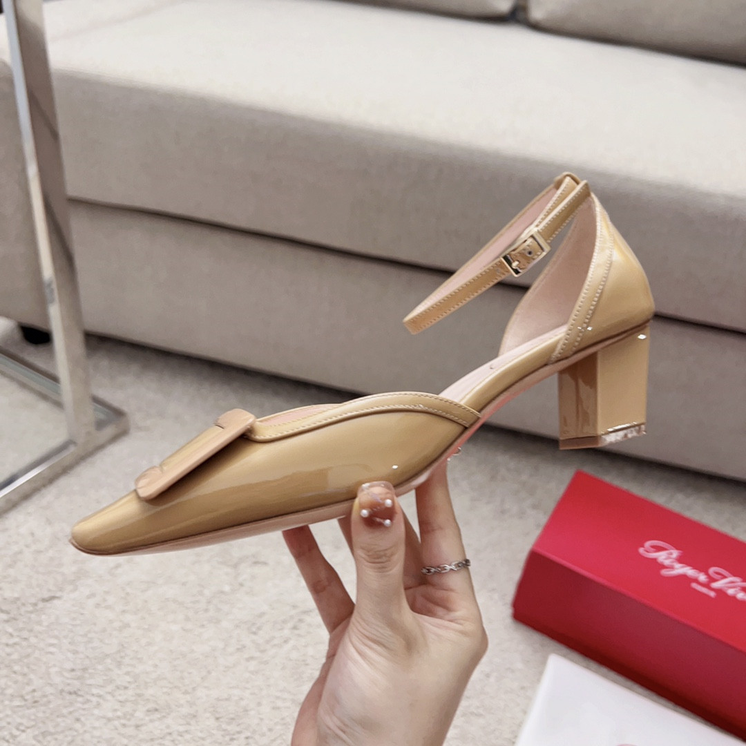 Best Replica Roger vivier square buckle block heel strappy sandals - Colareps