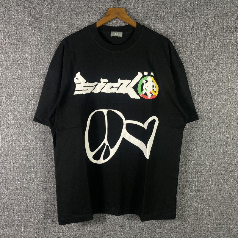 Best Replica Heart Letter Print Tee Black & White - Colareps