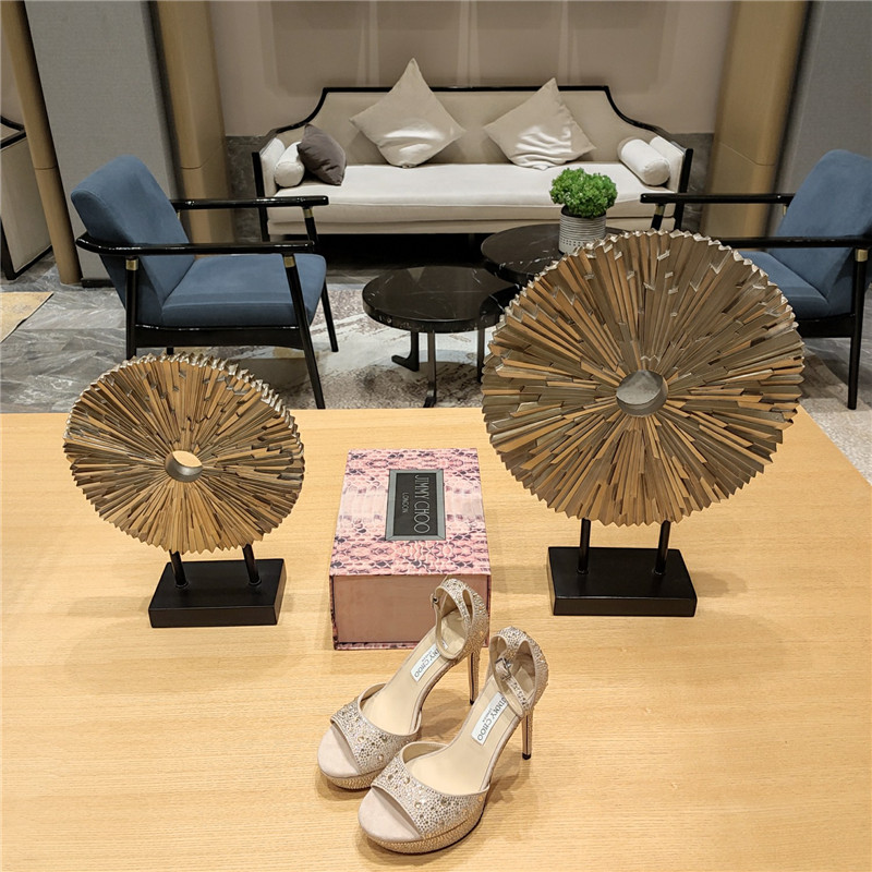 Best Replica Jimmy Choo Crystal Chain Heeled Platform Sandals - Colareps