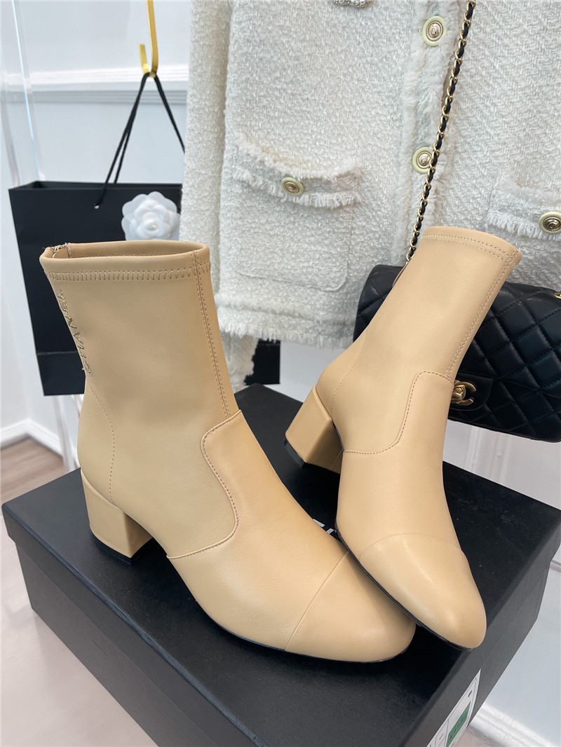 Best Replica chanel classic chunky heel stretch ankle boots - Colareps