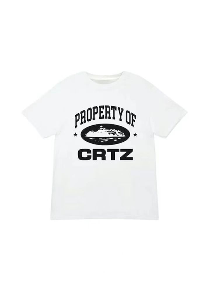 Best Replica Curved letter island print round neck tee 2 colors - Colareps