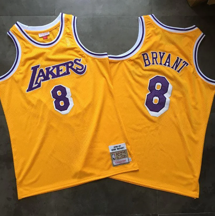 Best Replica KOBE BRYANT #8 LOS ANGELES LAKERS YELLOW THROWBACK ROOKIE JERSEY - Colareps