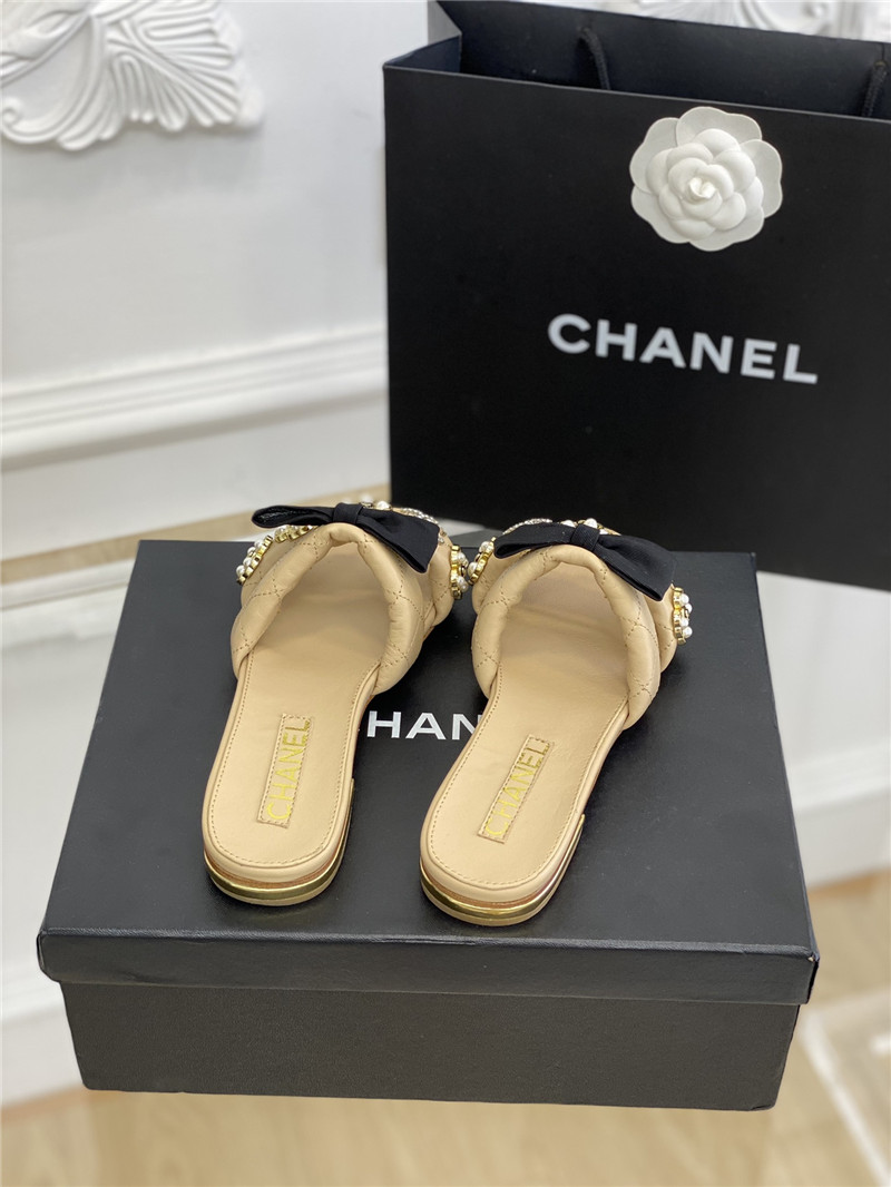 Best Replica Chanel new bowknot flower buckle slippers - Colareps