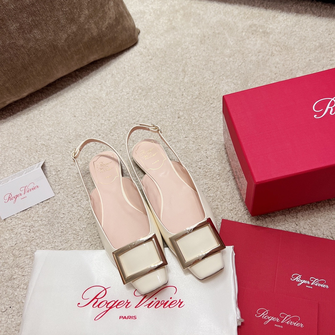 Best Replica Roger vivier Dupes square buckle chunky heel back sandals - Colareps