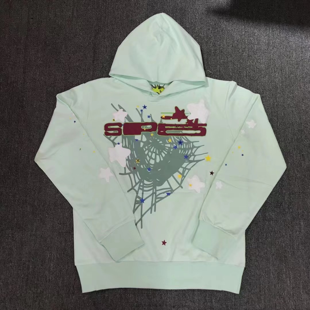 Best Replica Sp5der young thug Spiderweb Star Print Hoodie 2 colors - Colareps