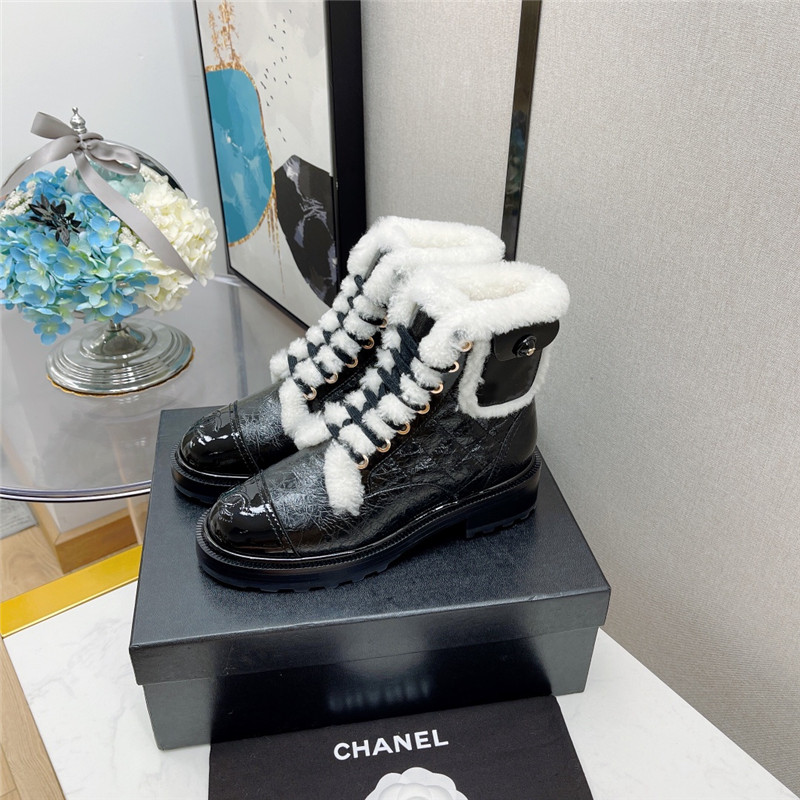 Best Replica chanel motorcycle boots wool short boots - Colareps