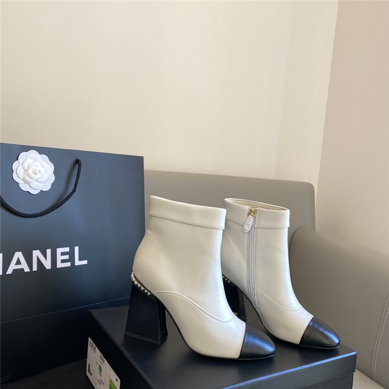 Best Replica chanel pearl heel ankle boots - Colareps