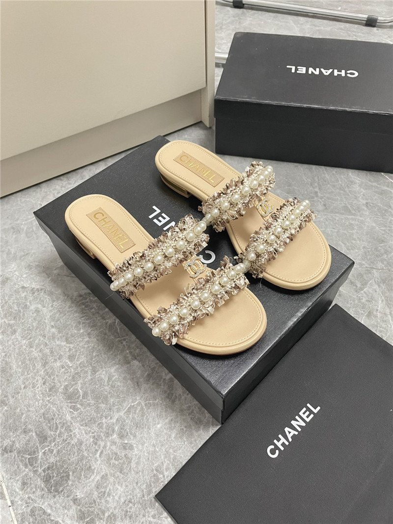 Best Replica Chanel new pearl buckle slippers - Colareps