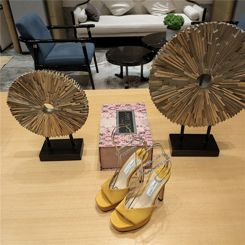 Best Replica Jimmy Choo Crystal Chain Heeled Platform Sandals - Colareps