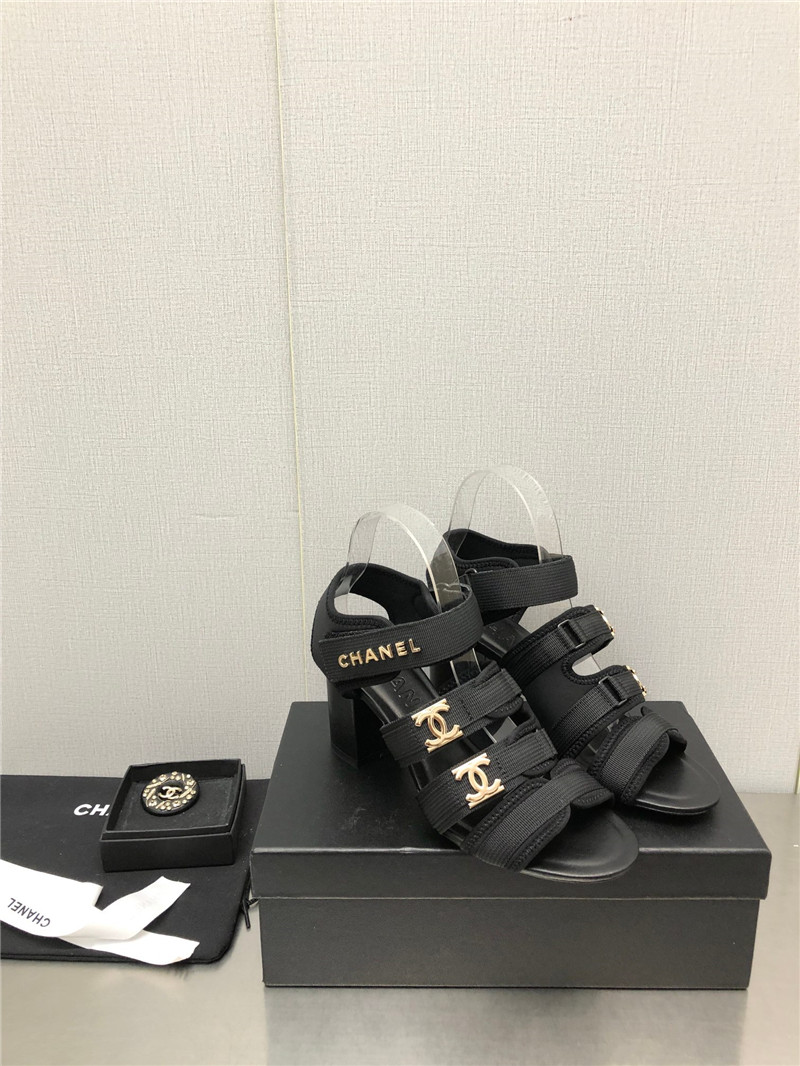 Best Replica chanel chain cloth head chunky heel shoes - Colareps