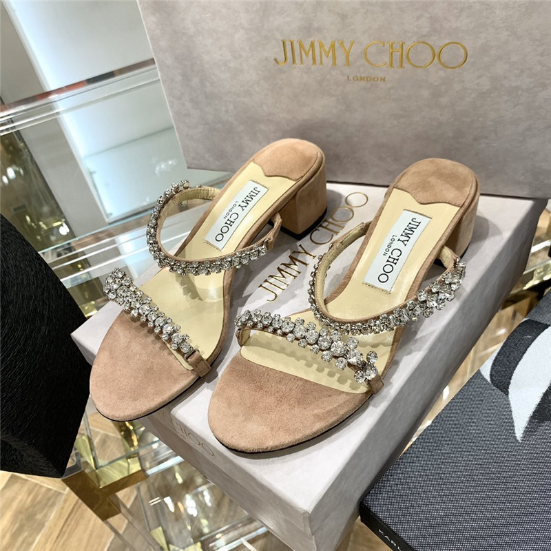Best Replica Jimmy Choo Pearl Heels Dupe Rhinestone Low Heel Sandals - Colareps