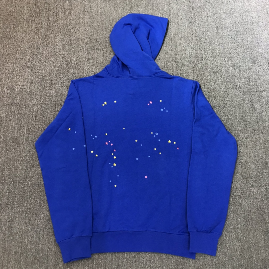 Best Replica Yellow Letter Star Spiderweb Print Hoodie - Colareps