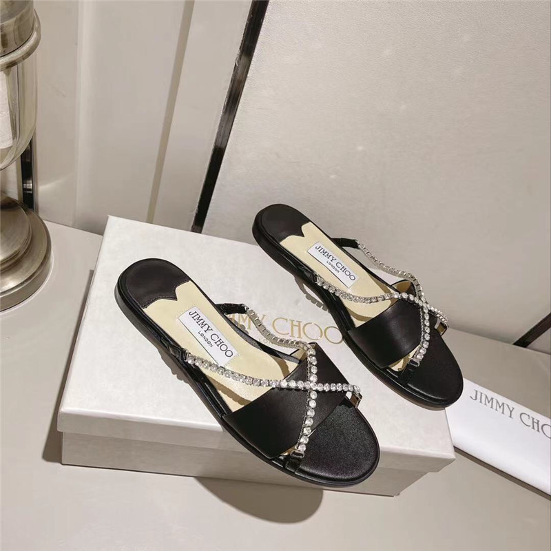 Best Replica Jimmy Choo strappy rhinestone slides - Colareps