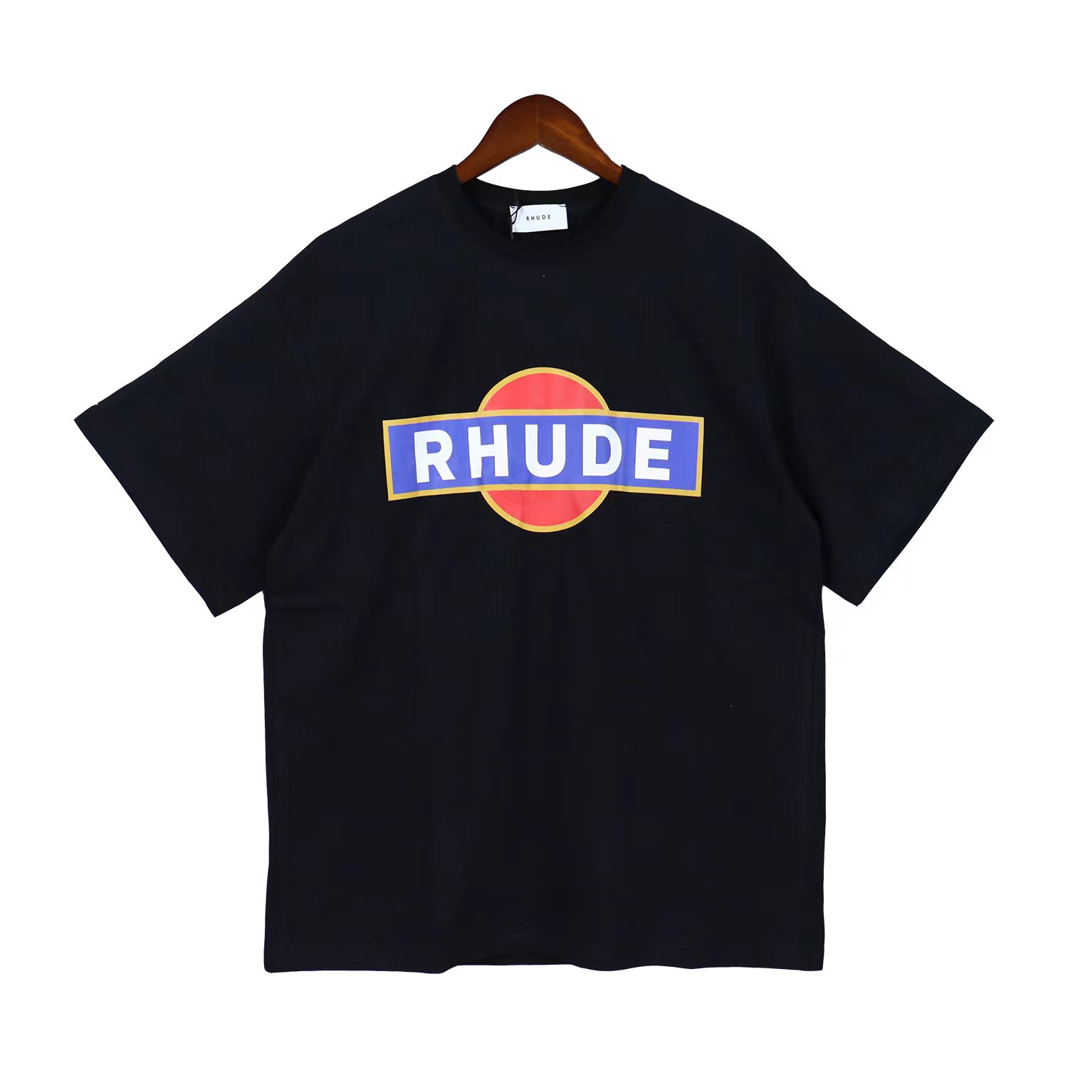 Best Replica Rhude Replica Simple letter logo round neck tee - Colareps