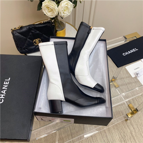 Best Replica chanel black and white ankle boots - Colareps