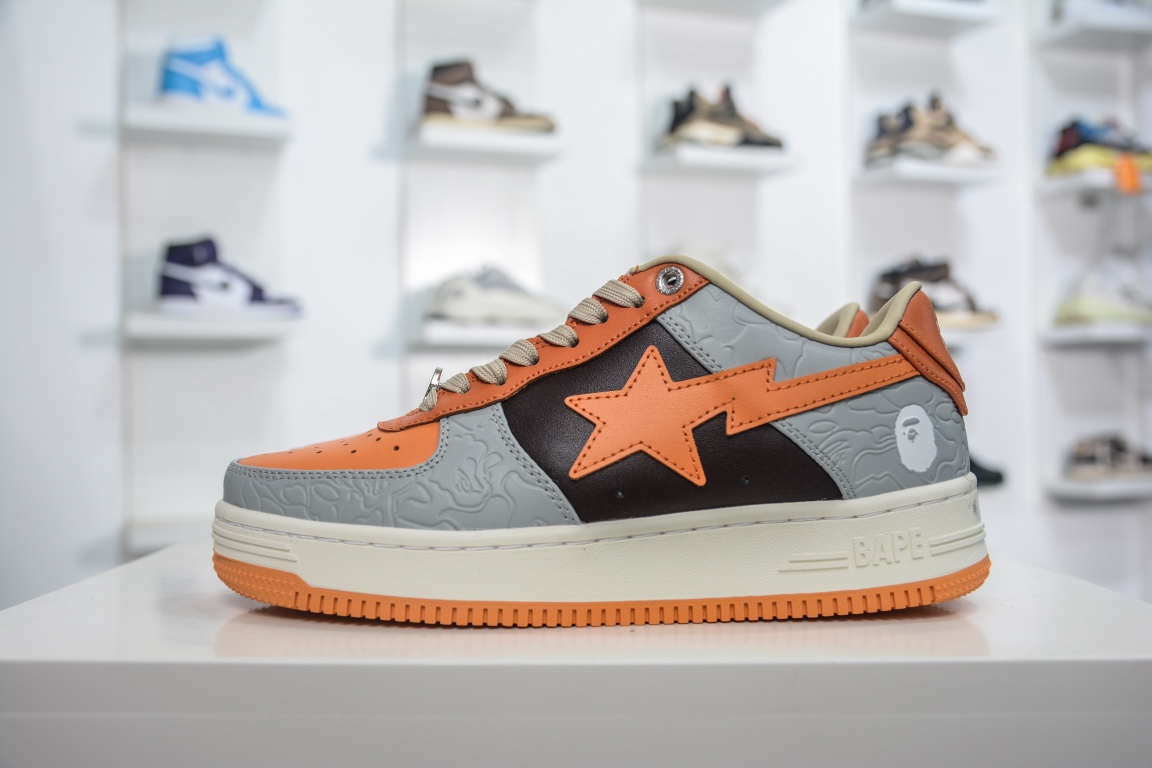 Best Replica A Bathing Ape Bape Sta Low Grey Orange - Colareps