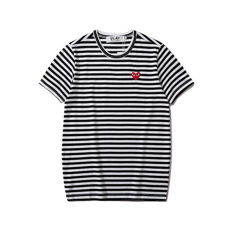 Best Replica COMME DES GARCONS CDG PLAY Stripe Heart Short Sleeve T Shirts - Colareps