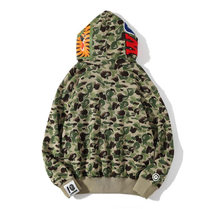 Best Replica Bape Full Zip Shark Camo Hoodie Black Grey - Colareps
