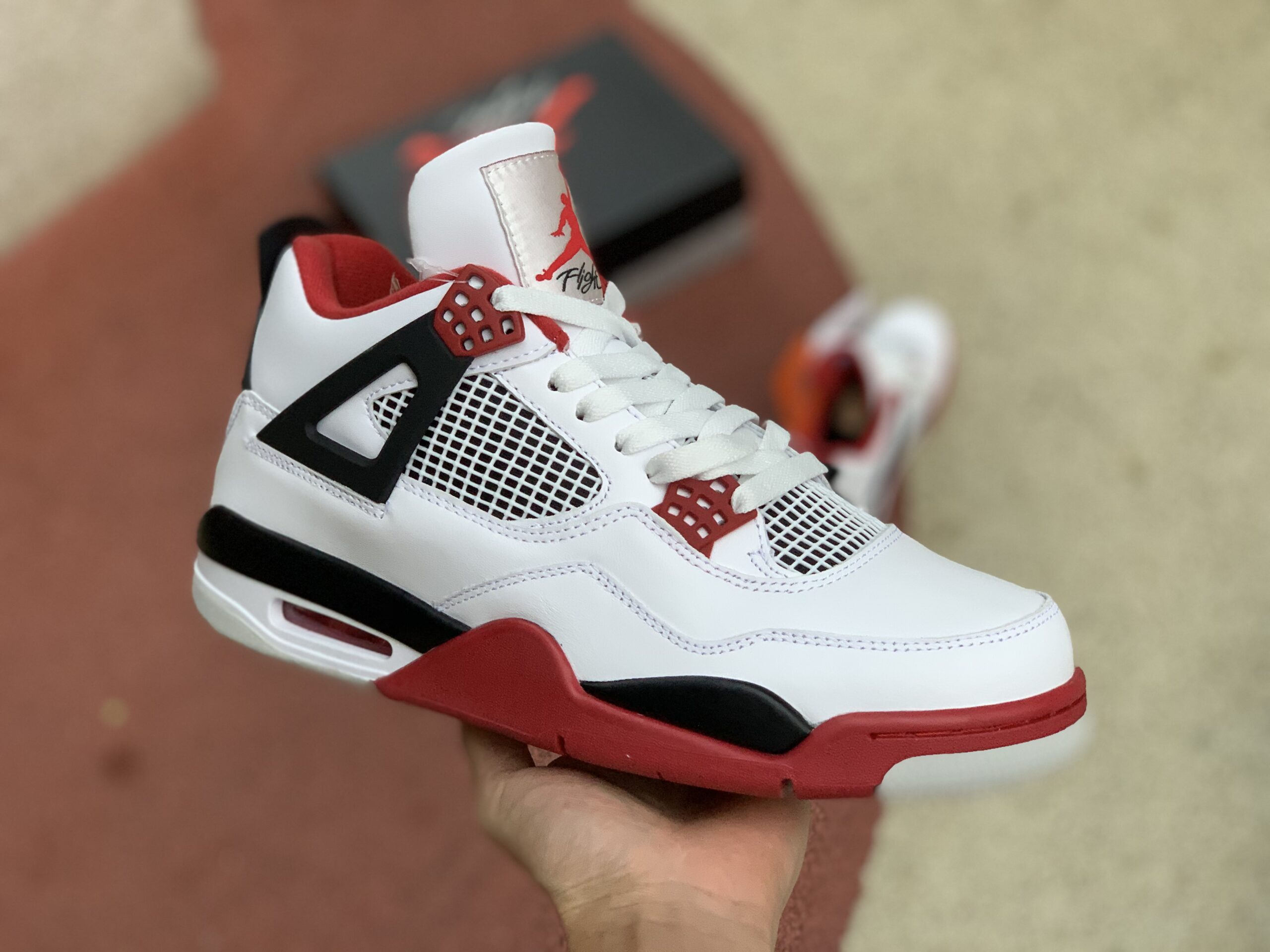 Best Replica Air Jordan 4 Retro Fire Red Extended Size - Colareps