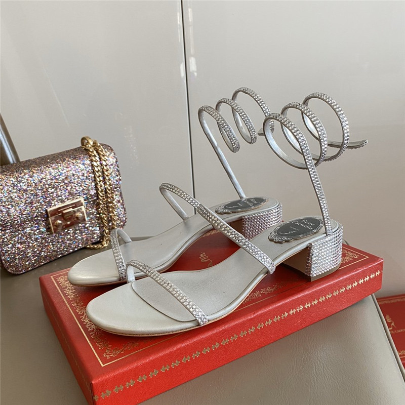 Best Replica Rene Caovilla Satin Snake-coil Sandals Silver - Colareps