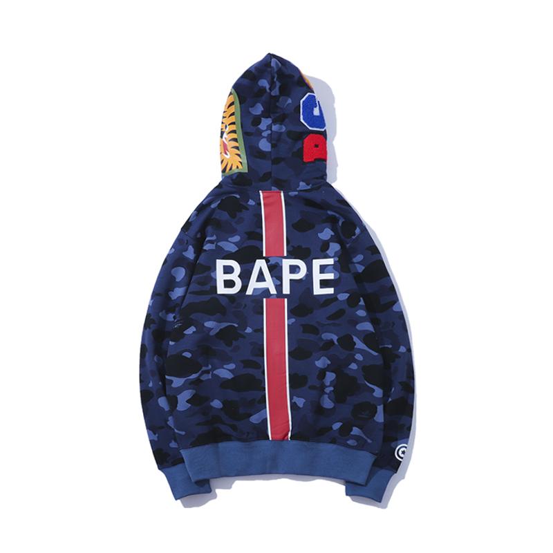 Best Replica Bape x PSG Shark Tiger Hoodie Camo Blue - Colareps
