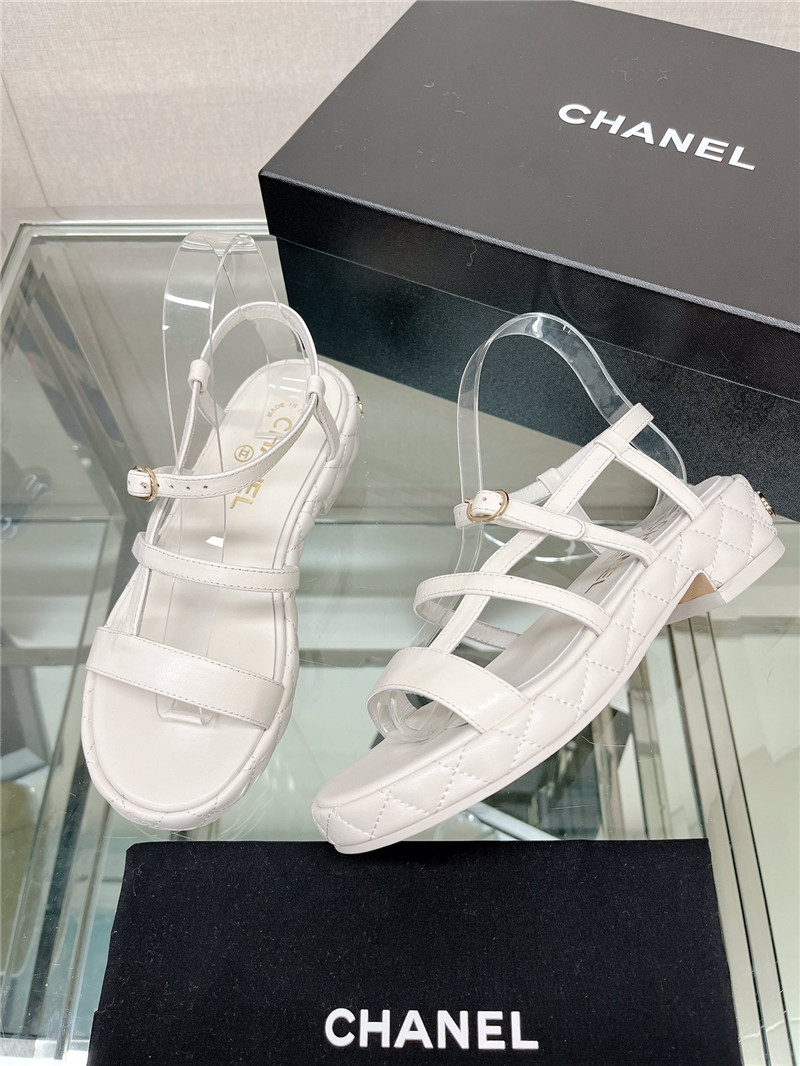 Best Replica Chanel rhombus platform thick heel sandals with thin straps - Colareps