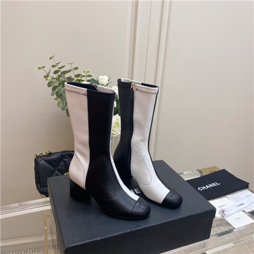 Best Replica chanel black and white ankle boots - Colareps