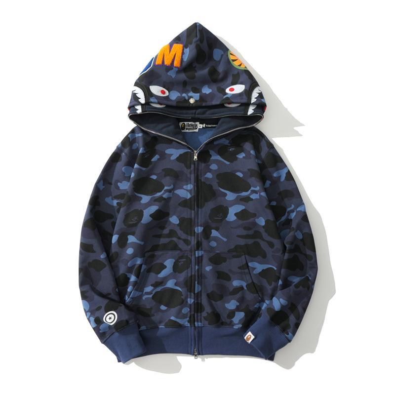 Best Replica Bape Full Zip Shark Camo Pullover Hoodie Blue Purple Red - Colareps