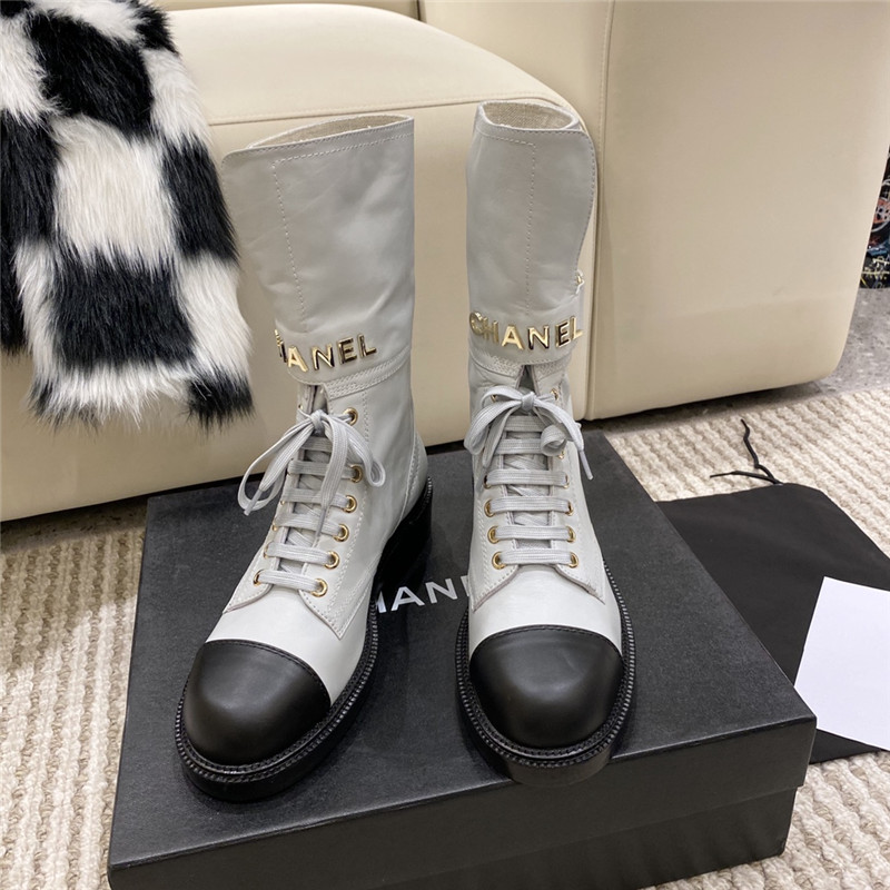 Best Replica chanel metal letter logo ankle boots - Colareps
