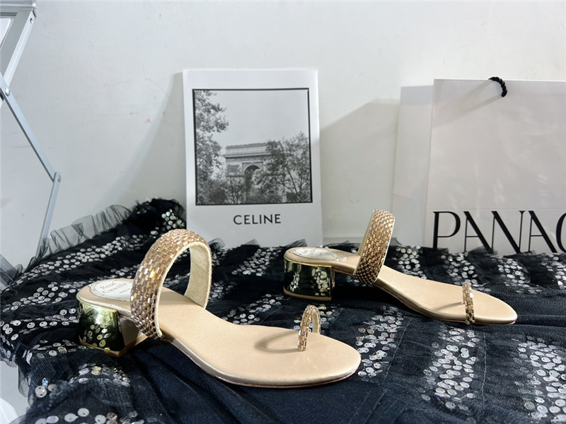 Best Replica Rene Caovilla Heels Dupe low heel flat flip flop sandals - Colareps