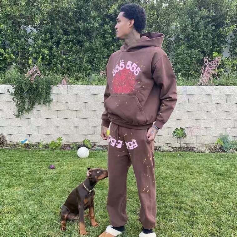 Best Replica Young Thug Sp5der Spider web brown hoodie - Colareps