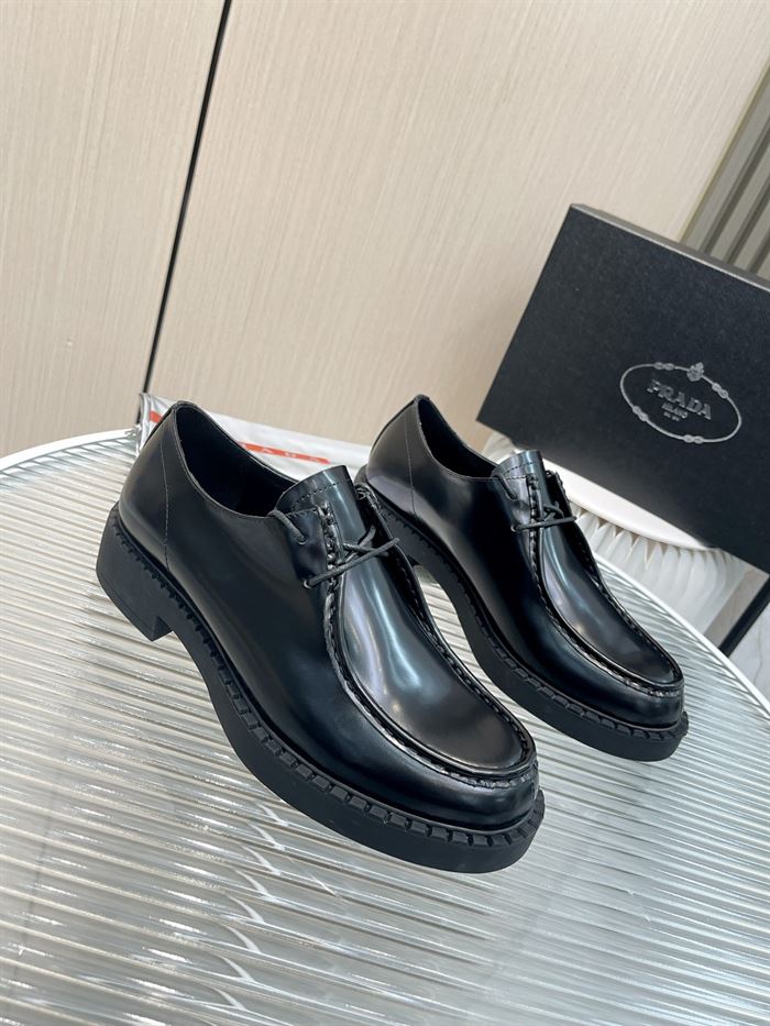 Best Replica PRADA MONOLITH BRUSHED LEATHER LACE-UP SHOES   PRS039 - Colareps