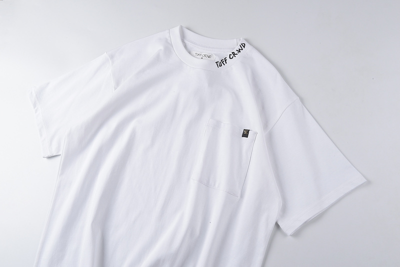 Best Replica Pure White Neckband Print Short Sleeve Tee - Colareps