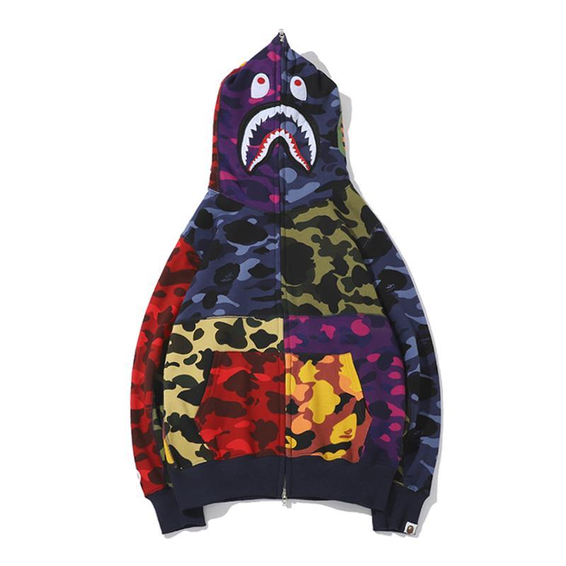 Best Replica BAPE Mix Camo Shark Hoodie Multi - Colareps