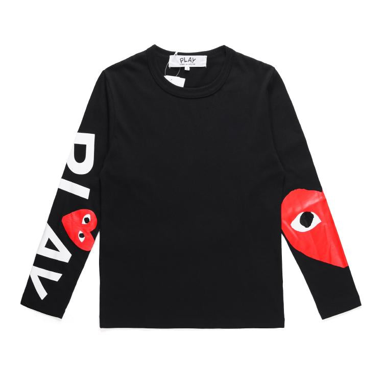 Best Replica COMME DES GARCONS CDG Play Lone Sleeve T Shirt Black White - Colareps