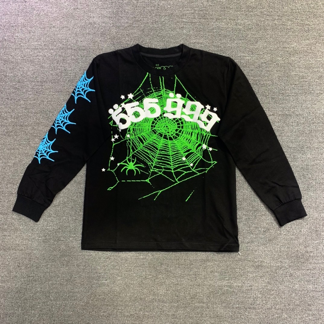 Best Replica Young Thug Sp5der -Green cobweb long sleeve - Colareps