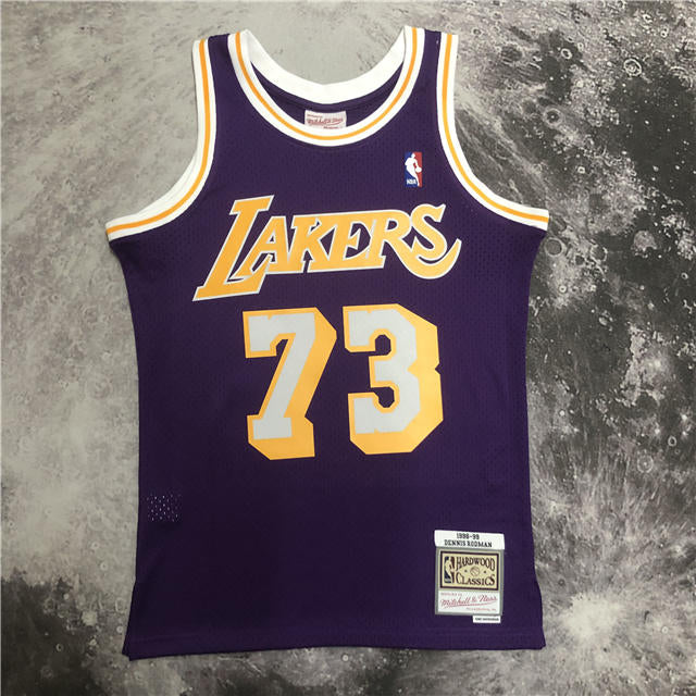 Best Replica DENNIS RODMAN LOS ANGELES LAKERS THROWBACK JERSEY (HEAT APPLIED) - Colareps