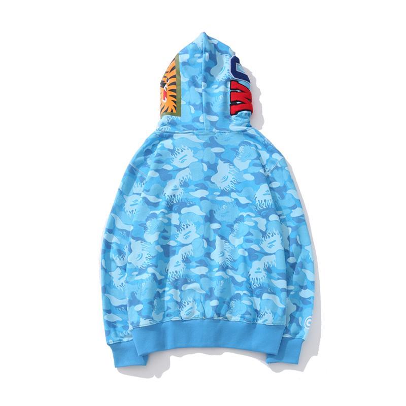Best Replica Bape Shark Full Zip Hoodie Camo Flame Blue Pink - Colareps
