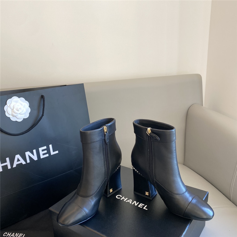 Best Replica chanel pearl heel ankle boots - Colareps