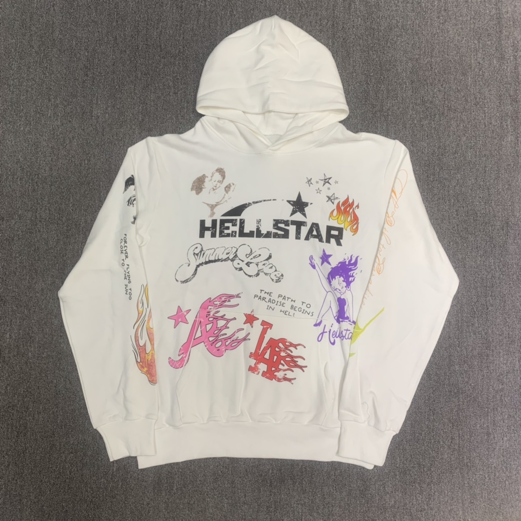 Best Replica Skull graffiti print hoodie - Colareps