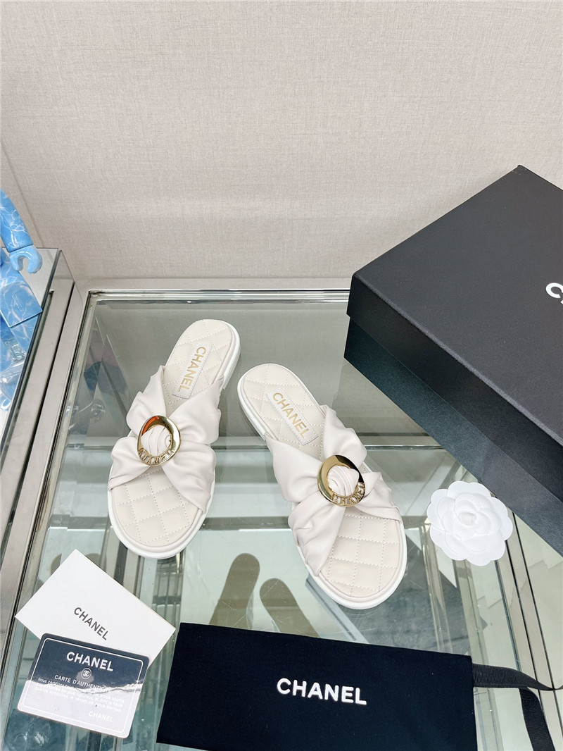 Best Replica chanel cross strap round buckle slippers - Colareps