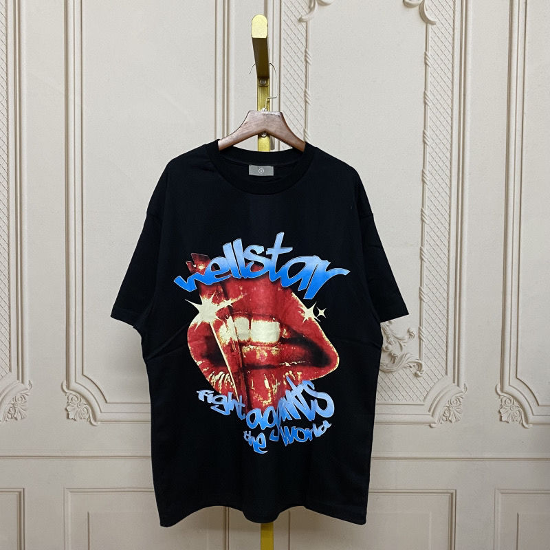 Best Replica Sexy Red Lips Print Short Sleeve tee - Colareps