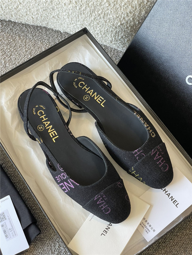 Best Replica chanel denim alphabet graffiti slingback sandals - Colareps
